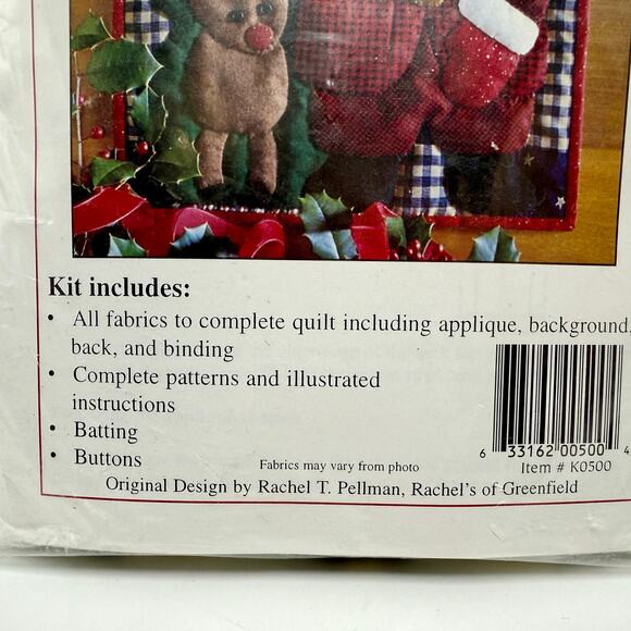 Mini Christmas Wall Hanging Quilt Kit with Fabric Santa Claus Reindeer 13x15 - Picture 3 of 4